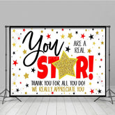 Aperturee - Aperturee Gold Stars Glitter Thank You For All You Do Backdrop